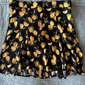 Reformation Lemon Print Black Skirt size 4